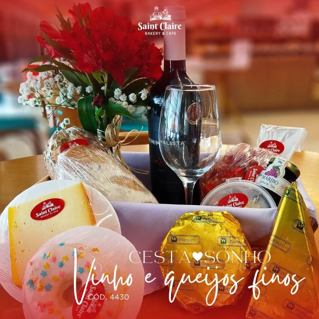cesta sonho vinho e queijos finos